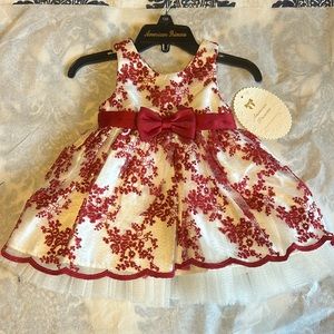 American princess, red, and white dress in new condition 12 months